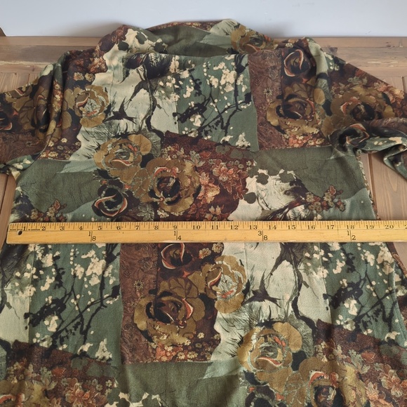 Velour Tunic Top Patchwork Cowl Neck Asymmetrical Hem Boho Artsy Fall SZ Lrg - Picture 11 of 14